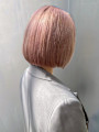 ハイトーンピンク ボブ 艶髪 ブリーチ 20代 ミニボブ