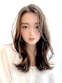ロングレイヤーグレージュカラー透明感ベージュ20代30代40