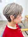 大人グレイヘア×ショート