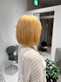ブロンドヘアハイトーンボブミルクティーベージュ