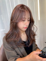 チョコレートラベンダーカラー　ミディアムヘア　レイヤーカット