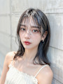 抜け感大人ボブ 韓国風ストレート 肩につく位のボブ 担当吉田