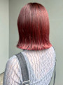 チェリーレッド 外ハネボブ ブリーチ 暖色系カラー 20代
