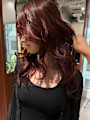 レイヤーカット/ボルドーカラー/ブリーチなしダブルカラー
