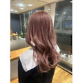 ピンクベージュ【20代/イルミナカラー/縮毛矯正/髪質改善】