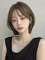 韓国風/ショート/顔周りカット/くびれヘア/透明感カラー