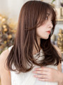 ココアグレージュうざバングロングレイヤー　ココアブラウン