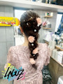 【ヘアセット】フラワーパール×編み込みローポニー