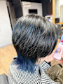 ウルフカット×ブルー