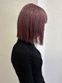 切りっぱなしボブ×綺麗に落ちるラベンダーピンク