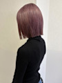切りっぱなしボブ×綺麗に落ちるラベンダーピンク
