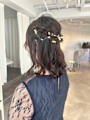 結婚式お呼ばれ20代ハーフアップヘアアレンジ薬院