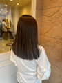 大人セミロング　艶髪　オリーブブラウン