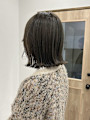 ☆透明感カラー　カーキグレージュ外はねボブ