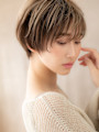 アンブレラカラー抜け感小顔ショートマッシュパーマ20代30代