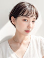 オン眉透けバング小顔丸みマッシュショートp1レイヤーショート
