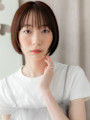 チェリーレッド姫カット切りっぱなしショートボブ30代40代
