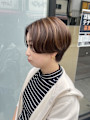 ショート×ボブ×ハイライトカラー×ベージュカラー×横浜