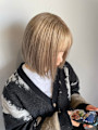 パツッとボブにミルクティーベージュ