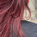 ロング　ブリーチ　ピンクレッド　姫カット　推しカラー