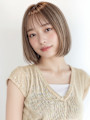 ツヤ髪パールベージュ小顔切りっぱなしボブp1ウォームブラウン