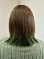 裾カラー エンドカラー ミディアム 30代 グリーンカラー