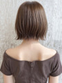 パールベージュ切りっぱなしぱっつんボブp1　ウォームベージュ