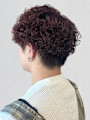 ワインレッド メンズパーマ 刈り上げ ナチュラルパーマ 
