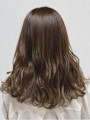 ロングレイヤー アッシュブラウン 透明感カラー コテ巻き
