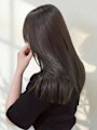 ダークブラウン 艶髪 顔周りカット 髪質改善ストレート