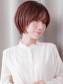 チェリーレッド艶感ローズベージュ小顔丸みショート30代40代