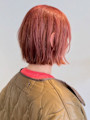 ピンクブラウン ブリーチ ダブルカラー 切りっぱなしボブ