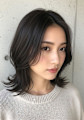 顔周りカットボブ、シャギーカット、ダークブラウン、かわいい