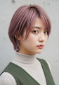 顏周カットボブ/ワンホンレイヤー/ローズベージュショートボブ