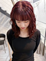 デジタルパーマ チェリーレッド 顔周りカット ダブルカラー*