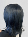 ブルーブラック ブリーチ ダブルカラー 外ハネミディ 20代