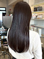 ダークグレージュ ロングヘア 髪質改善カラー 艶カラー