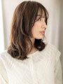 ダークブラウンセミロングレイヤー小顔ウルフカット30代40代