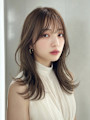 人気★オリーブベージュ×柔らかセミロング★小顔レイヤーカット