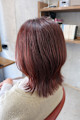 ミディアムスタイル×ピンクレッド
