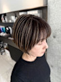 白髪ぼかしハイライト/大人ショート