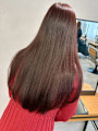 チェリーレッド艶カラーロング＊美髪ストレート暖色カラー