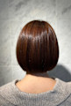 暖色系オレンジブラウン×丸みボブ