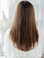 ダークアッシュ顔周りカットエアストレート　ミルクブラウンb