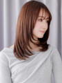 大人美人ブリーチなし小顔セミロングレイヤーカット30代40代