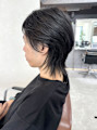 【メンズショートウルフ・韓国風センターパート】