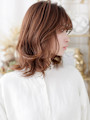 モカブラウンブリーチなしミディアムレイヤー　レイヤーカット