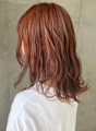 アプリコットオレンジ　似合わせカット　ウェーブ イメチェン