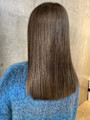 アッシュカーキ　髪質改善ストレート　ダークブラウン　ロング