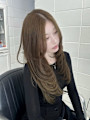 くびれヘアアプリコットオレンジ夏ハイライトカラー黒髪ショート
